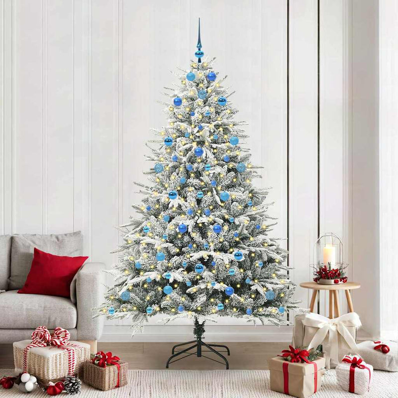 Load image into Gallery viewer, Vidaxl artificial pre-lit kerstboom met ballenset groen 210 cm
