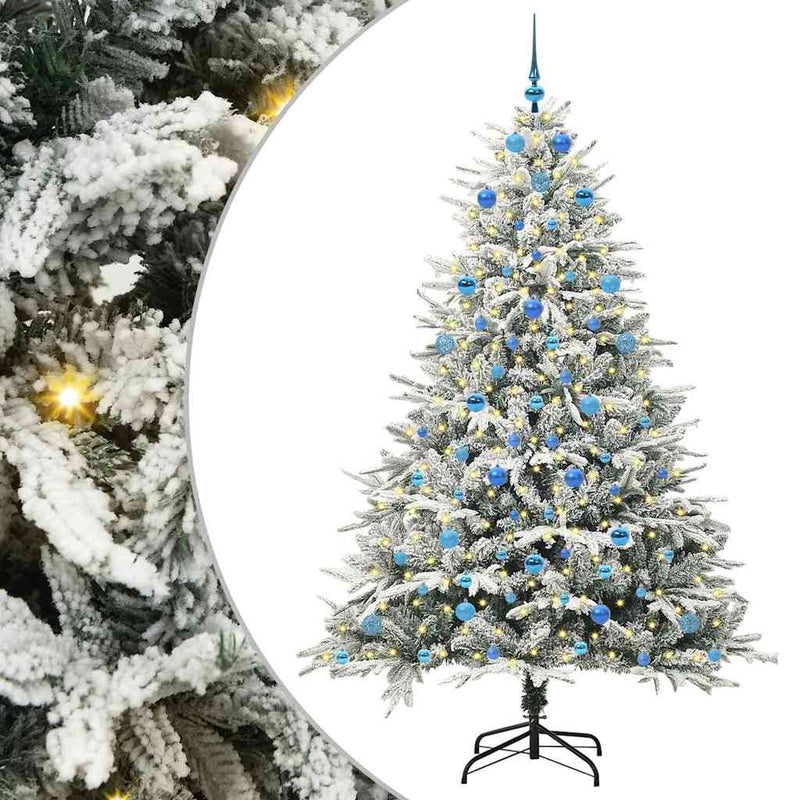 Load image into Gallery viewer, Vidaxl artificial pre-lit kerstboom met ballenset groen 210 cm
