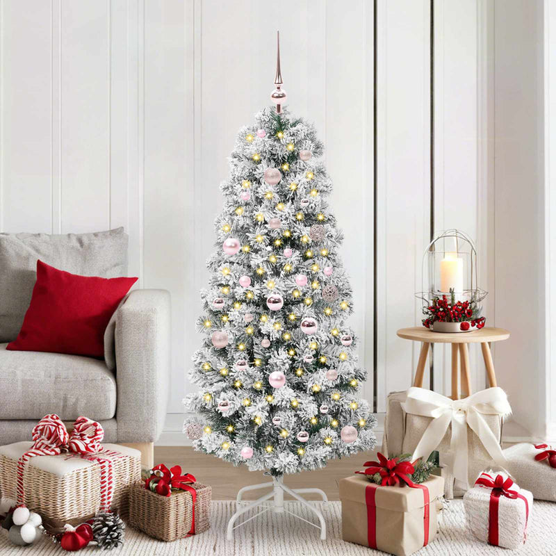 Load image into Gallery viewer, Vidaxl kunstmatige inklapbare kerstboom 150 led's groen en wit 150 cm
