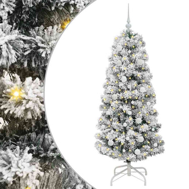Vidaxl kunstmatige inklapbare kerstboom groen en wit 150 cm