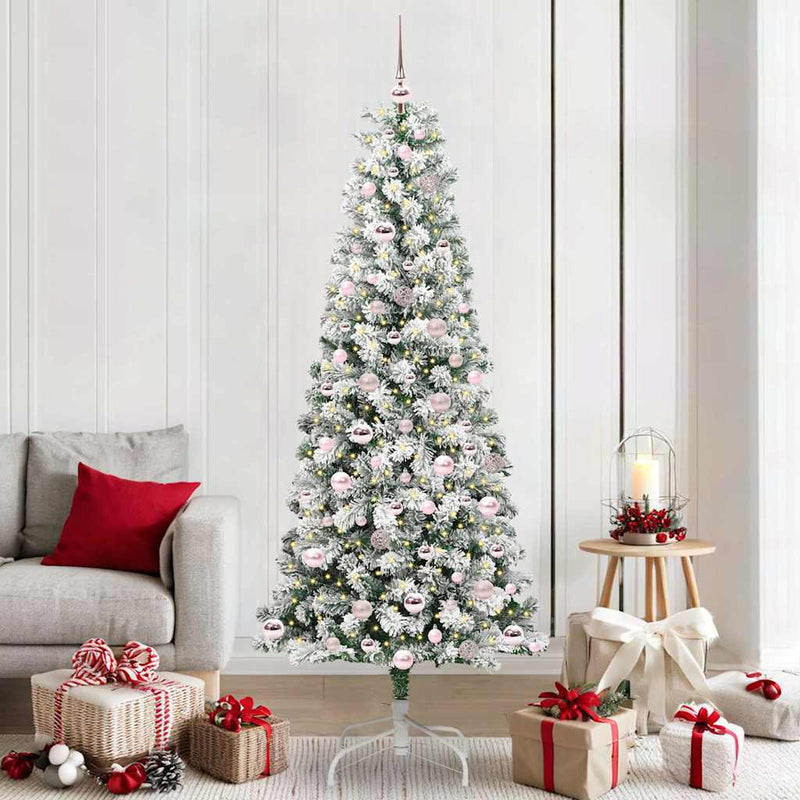 Load image into Gallery viewer, Vidaxl kunstmatige inklapbare kerstboom groen en wit 210 cm
