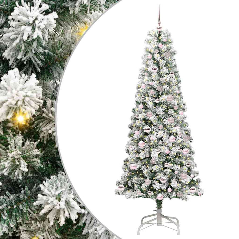 Load image into Gallery viewer, Vidaxl kunstmatige inklapbare kerstboom groen en wit 210 cm
