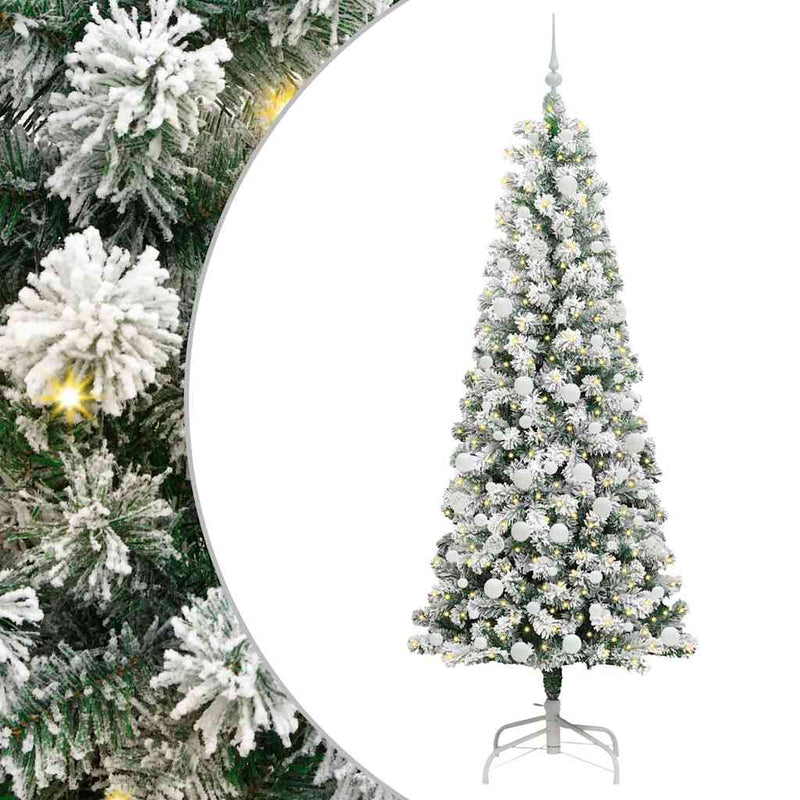 Load image into Gallery viewer, Vidaxl kunstmatige inklapbare kerstboom groen en wit 210 cm
