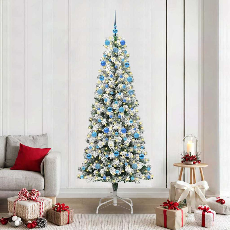 Load image into Gallery viewer, Vidaxl kunstmatige inklapbare kerstboom groen en wit 210 cm
