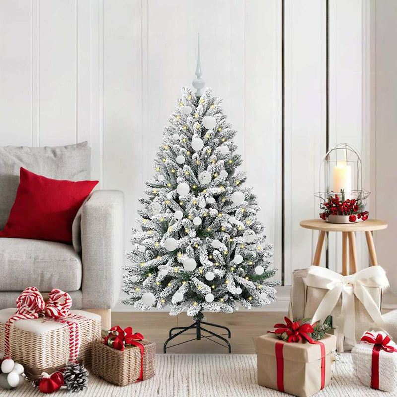 Load image into Gallery viewer, Vidaxl kunstkerstboom met 150 led groen en wit 120 cm pvc en metaal
