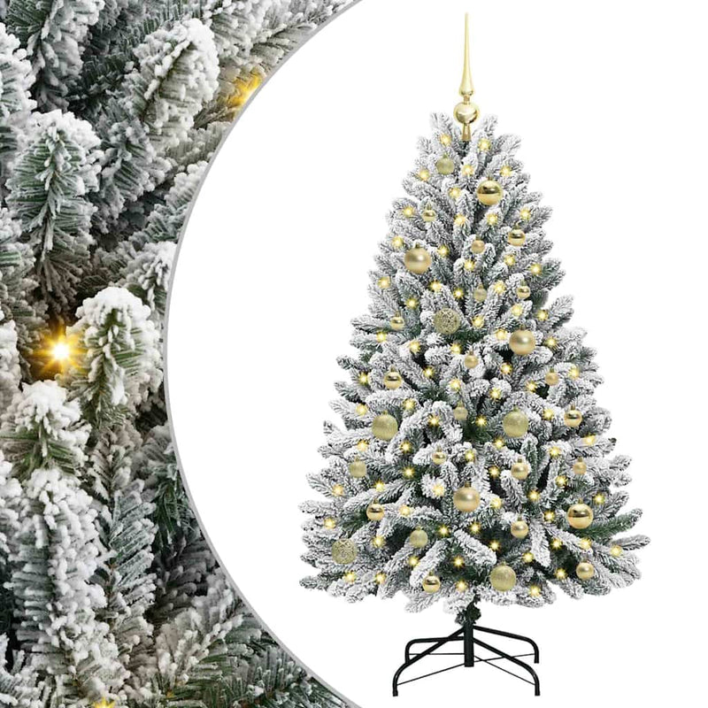Load image into Gallery viewer, Vidaxl kunstkerstboom met 150 led groen en wit 120 cm pvc en metaal
