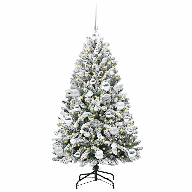 Load image into Gallery viewer, Vidaxl kunstkerstboom met 150 led groen en wit 120 cm pvc en metaal
