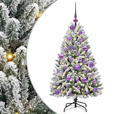 Vidaxl kunstkerstboom met 150 led groen en wit 120 cm pvc en metaal