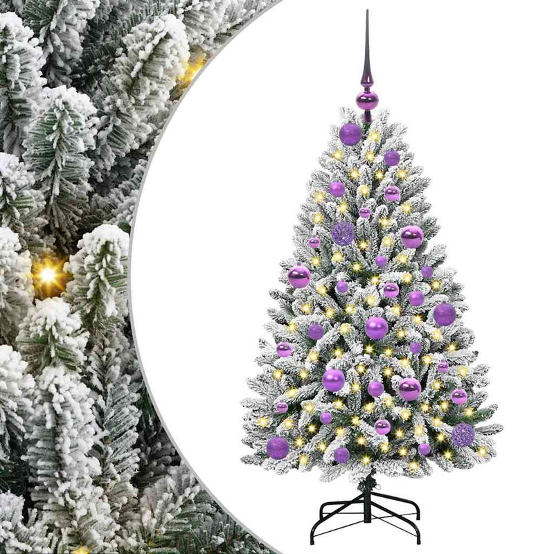 Load image into Gallery viewer, Vidaxl kunstkerstboom met 150 led groen en wit 120 cm pvc en metaal
