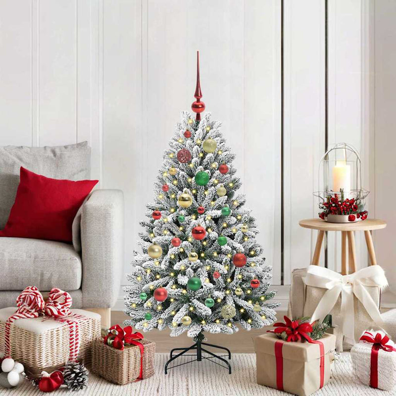Load image into Gallery viewer, Vidaxl kunstkerstboom met 150 led groen en wit 120 cm pvc en metaal
