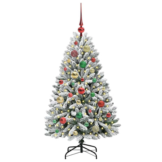 Vidaxl kunstkerstboom met 150 led groen en wit 120 cm pvc en metaal