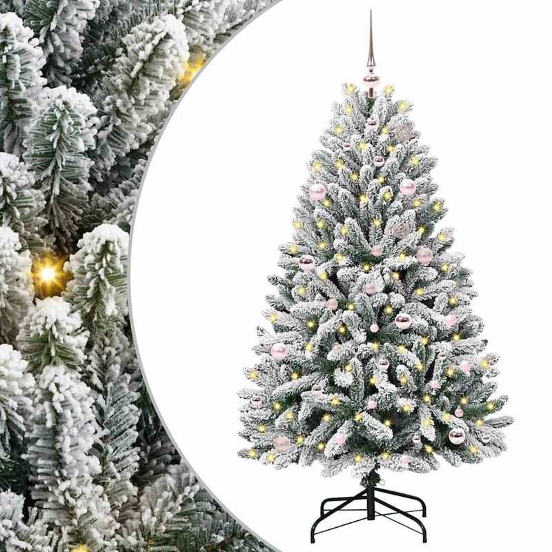 Load image into Gallery viewer, Vidaxl kunstkerstboom met 150 led groen en wit 150 cm pvc en metaal
