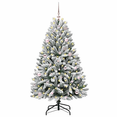 Vidaxl kunstkerstboom met 150 led groen en wit 150 cm pvc en metaal
