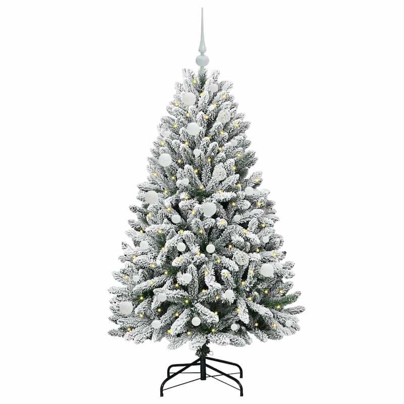 Load image into Gallery viewer, Vidaxl kunstkerstboom met 150 led groen en wit 150 cm pvc en metaal
