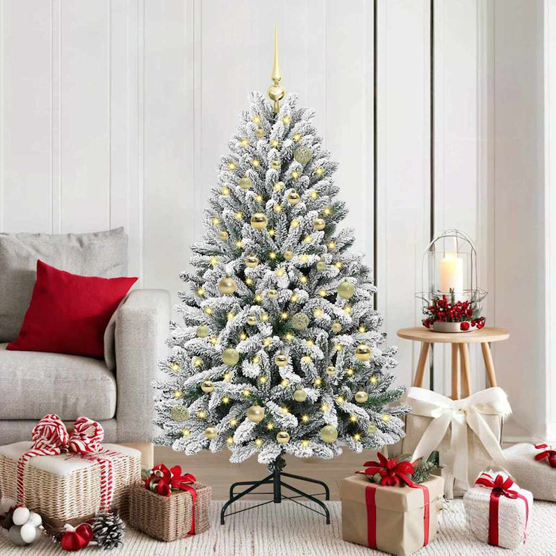 Load image into Gallery viewer, Vidaxl kunstkerstboom met 150 led groen en wit 150 cm pvc en metaal
