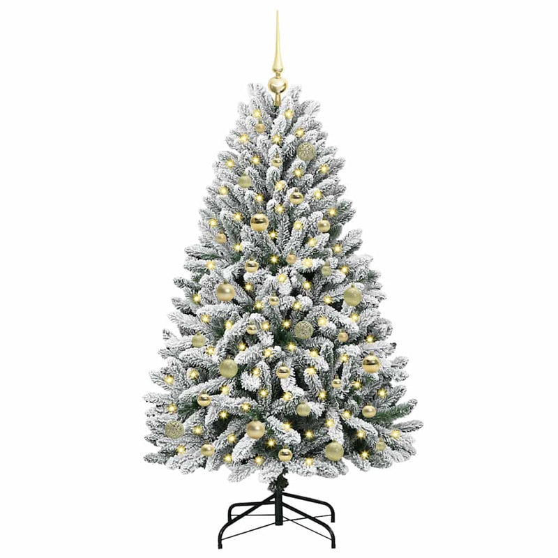 Load image into Gallery viewer, Vidaxl kunstkerstboom met 150 led groen en wit 150 cm pvc en metaal
