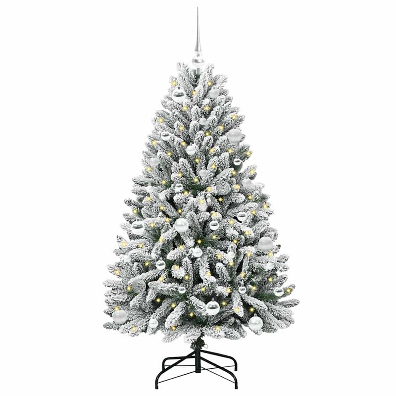 Load image into Gallery viewer, Vidaxl kunstkerstboom met 150 led groen en wit 150 cm pvc en metaal
