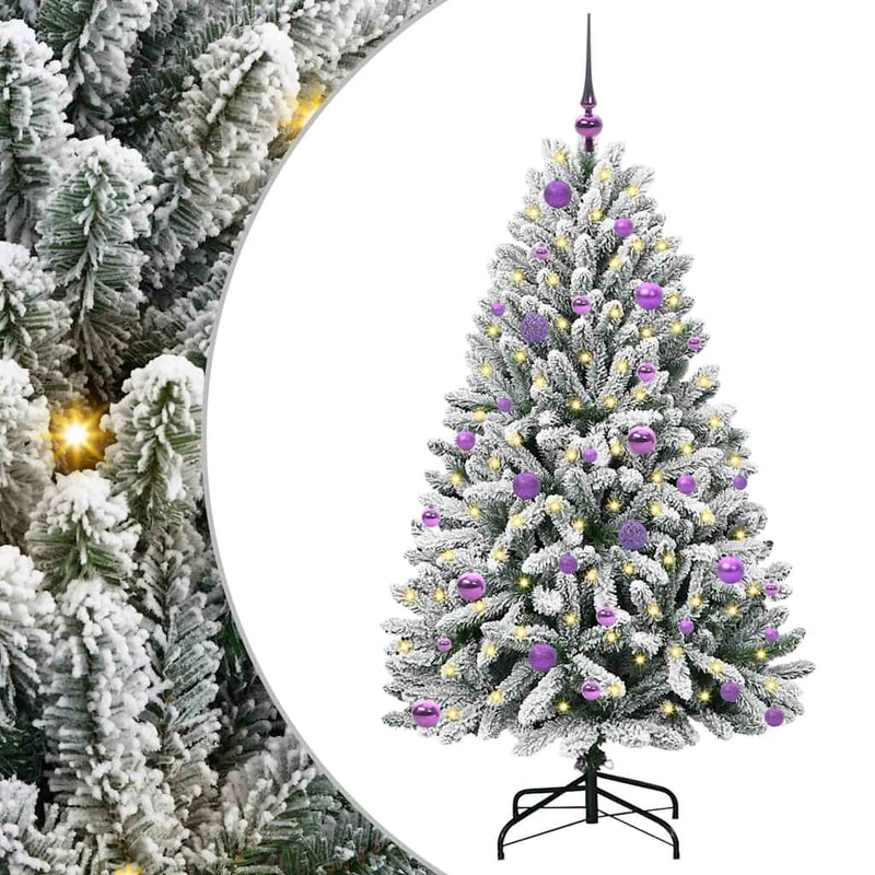 Load image into Gallery viewer, Vidaxl kunstkerstboom met 150 led groen en wit 150 cm pvc en metaal
