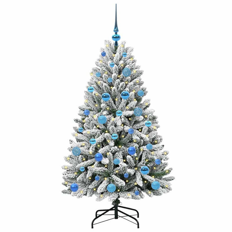 Load image into Gallery viewer, Vidaxl kunstkerstboom met 150 led groen en wit 150 cm pvc en metaal
