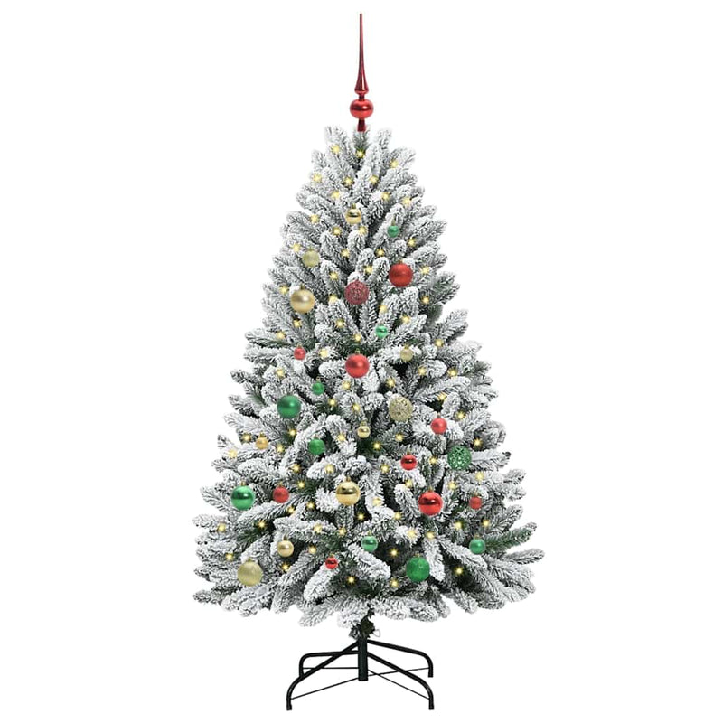 Load image into Gallery viewer, Vidaxl kunstkerstboom met 150 led groen en wit 150 cm pvc en metaal
