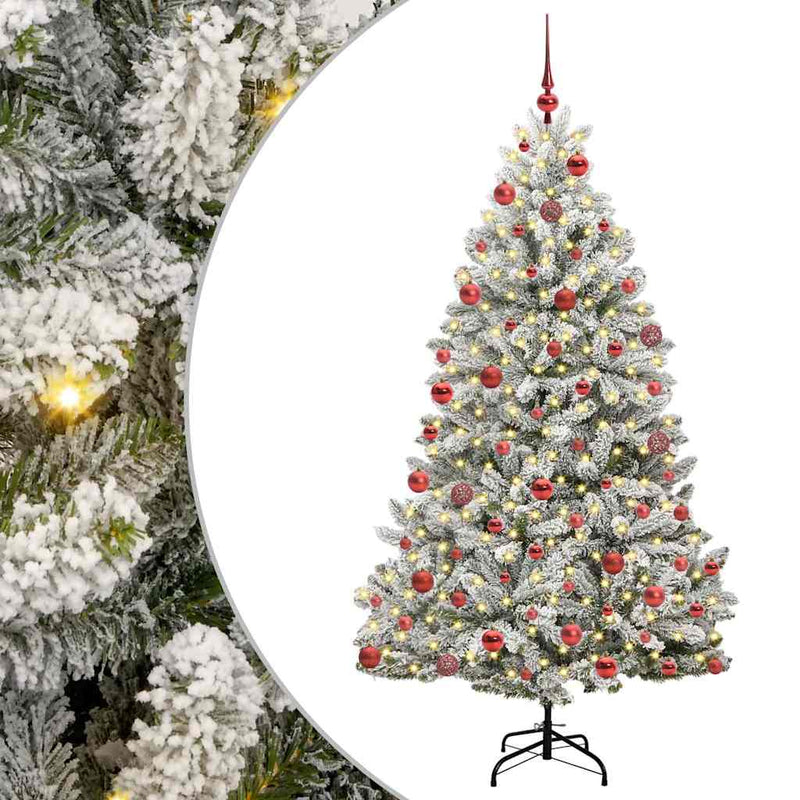 Load image into Gallery viewer, Vidaxl kunstkerstboom met 300 led groen en wit 180 cm pvc en metaal
