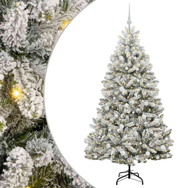 Vidaxl kunstkerstboom met 300 led groen en wit 180 cm pvc en metaal