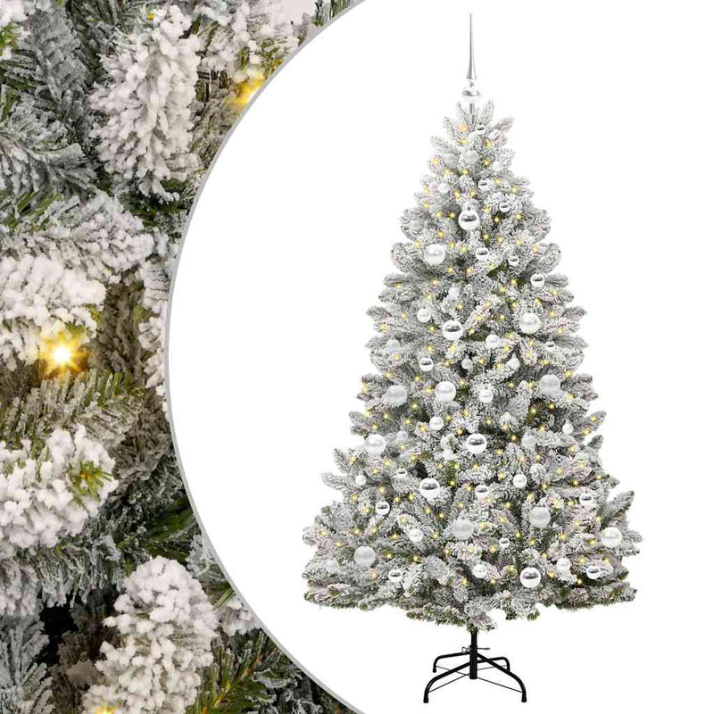 Load image into Gallery viewer, Vidaxl kunstkerstboom met 300 led groen en wit 180 cm pvc en metaal
