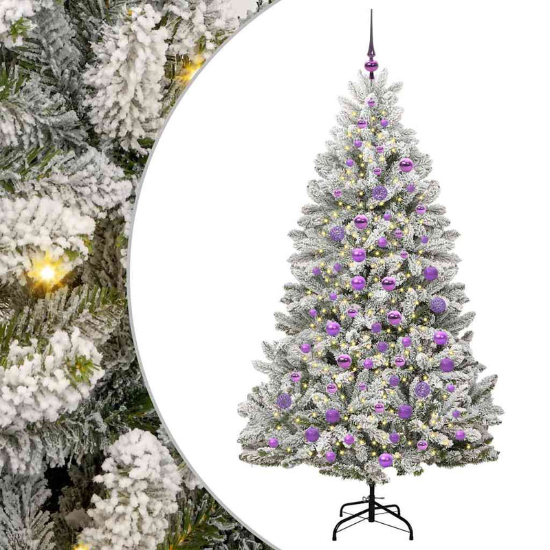 Load image into Gallery viewer, Vidaxl kunstkerstboom met 300 led groen en wit 180 cm pvc en metaal
