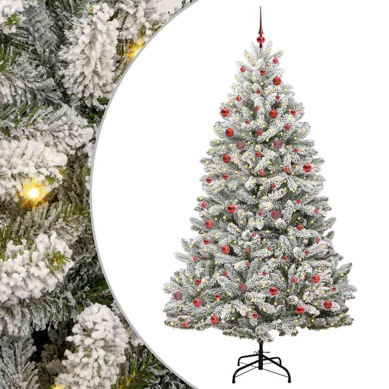 Load image into Gallery viewer, Vidaxl kunstkerstboom met 300 led groen en wit 210 cm pvc en metaal
