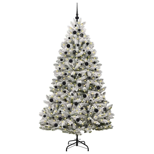 Vidaxl kunstkerstboom met 300 led groen en wit 210 cm pvc en metaal