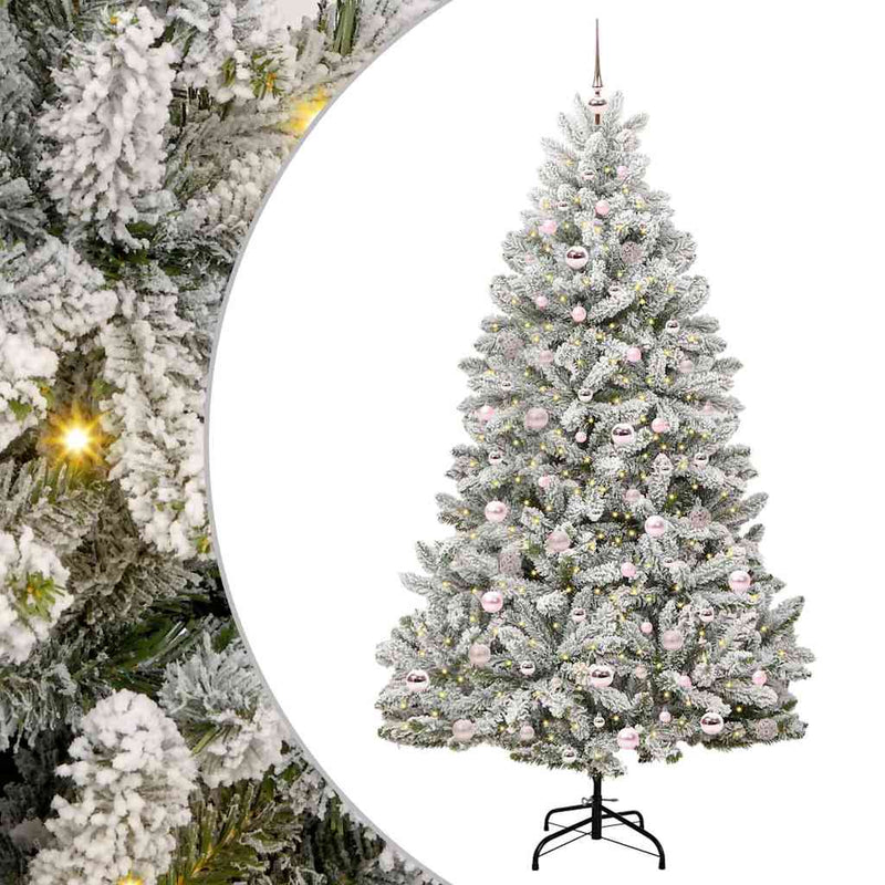 Load image into Gallery viewer, Vidaxl kunstkerstboom met 300 led groen en wit 210 cm pvc en metaal
