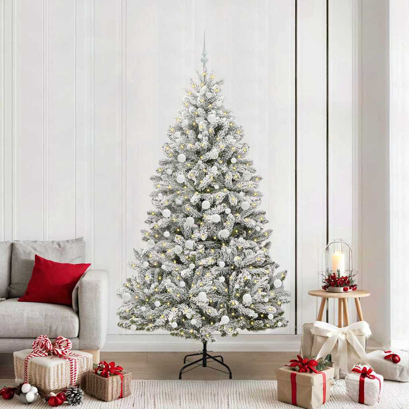 Load image into Gallery viewer, Vidaxl kunstkerstboom met 300 led groen en wit 210 cm pvc en metaal
