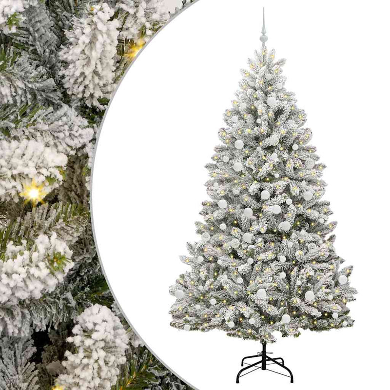 Load image into Gallery viewer, Vidaxl kunstkerstboom met 300 led groen en wit 210 cm pvc en metaal
