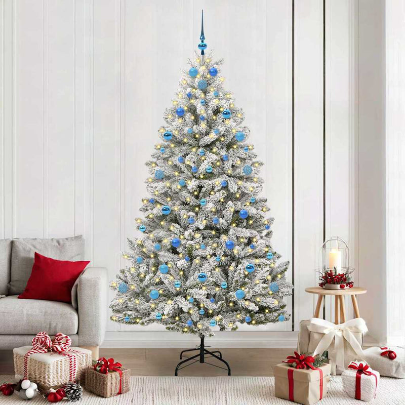 Load image into Gallery viewer, Vidaxl kunstkerstboom met 300 led groen en wit 210 cm pvc en metaal
