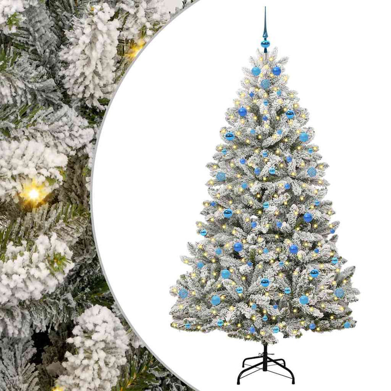 Load image into Gallery viewer, Vidaxl kunstkerstboom met 300 led groen en wit 210 cm pvc en metaal

