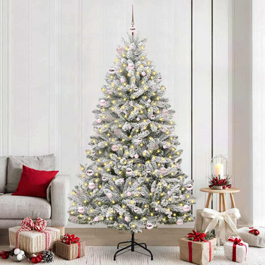 Vidaxl kunstkerstboom met 300 led groen en wit 240 cm pvc en metaal