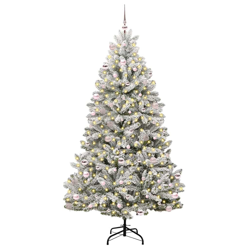 Load image into Gallery viewer, Vidaxl kunstkerstboom met 300 led groen en wit 240 cm pvc en metaal
