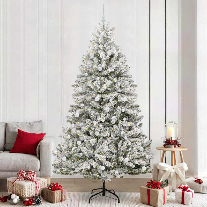 Load image into Gallery viewer, Vidaxl kunstkerstboom met 300 led groen en wit 240 cm pvc en metaal
