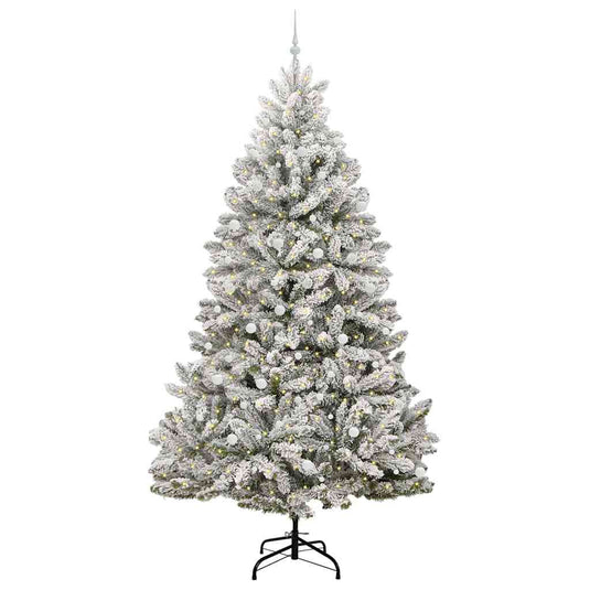 Vidaxl kunstkerstboom met 300 led groen en wit 300 cm pvc en metaal