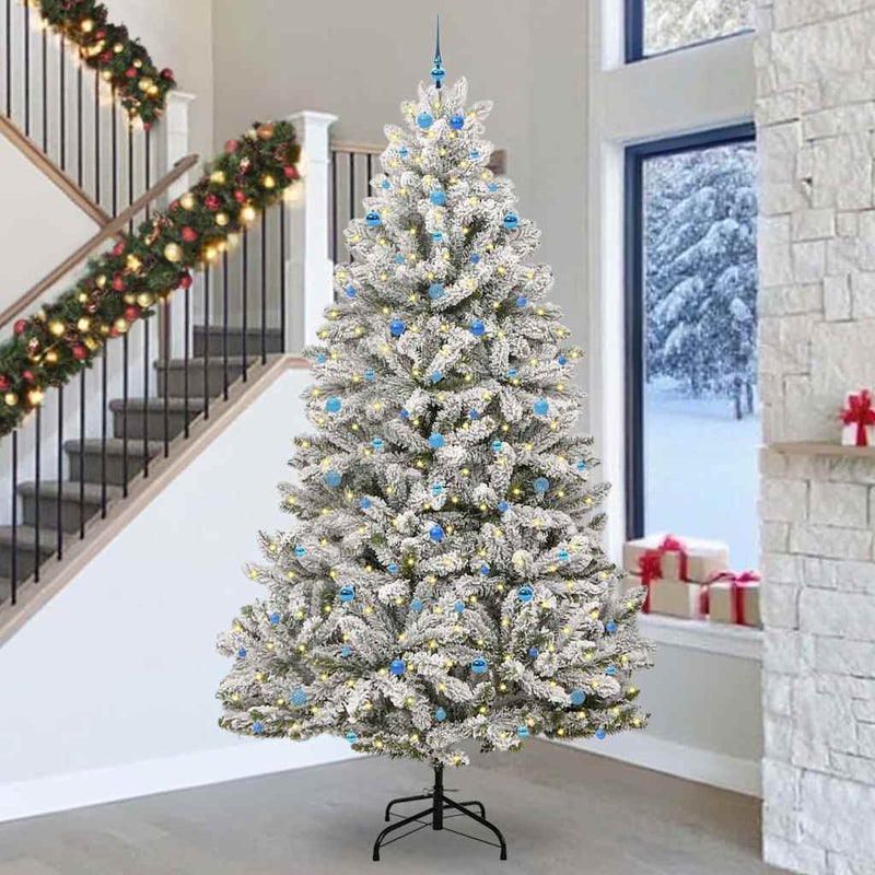 Load image into Gallery viewer, Vidaxl kunstkerstboom met 300 led groen en wit 300 cm pvc en metaal

