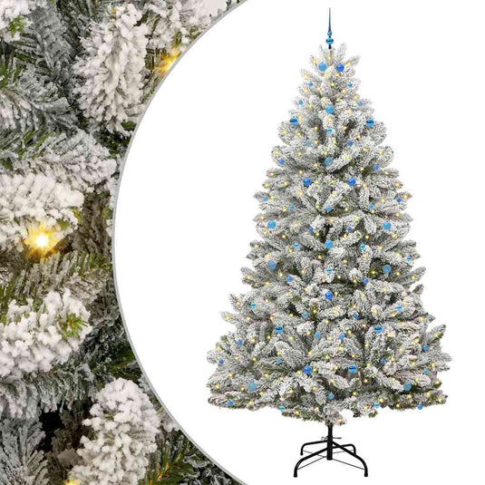 Vidaxl kunstkerstboom met 300 led groen en wit 300 cm pvc en metaal