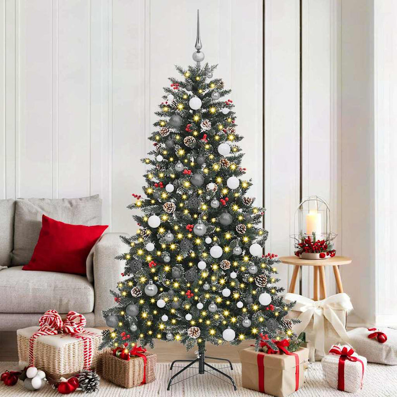 Load image into Gallery viewer, Vidaxl kunstkerstboom met 300 led groen 180 cm pvc en plastic en staal
