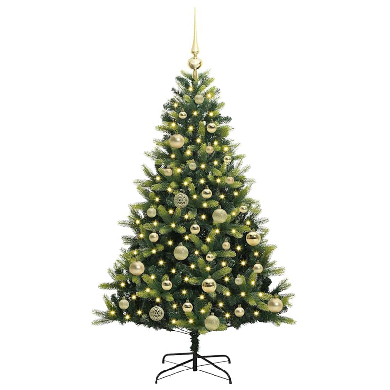 Load image into Gallery viewer, Vidaxl kunstkerstboom met scharnier 150 leds groen 120 cm pvc en pe
