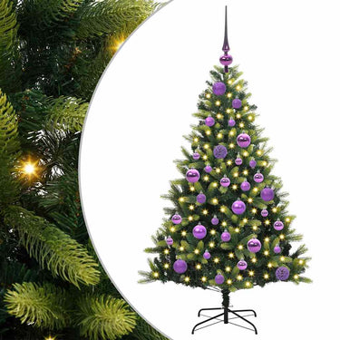 Vidaxl kunstkerstboom met scharnier 150 leds groen 120 cm pvc en pe