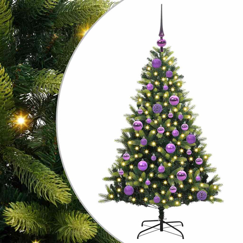 Load image into Gallery viewer, Vidaxl kunstkerstboom met scharnier 150 leds groen 120 cm pvc en pe
