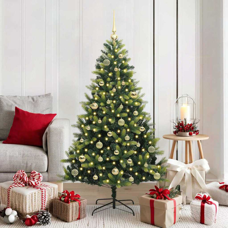 Load image into Gallery viewer, Vidaxl kunstkerstboom met scharnier 150 leds groen 150 cm pvc en pe
