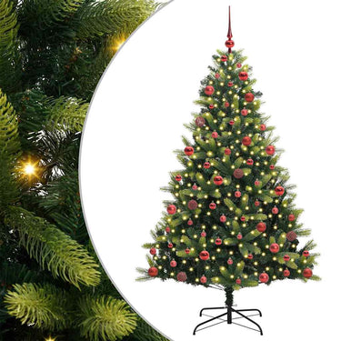 Vidaxl kunstkerstboom met scharnier 300 leds groen 180 cm pvc en pe