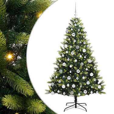 Vidaxl kunstkerstboom met scharnier 300 leds groen 180 cm pvc en pe