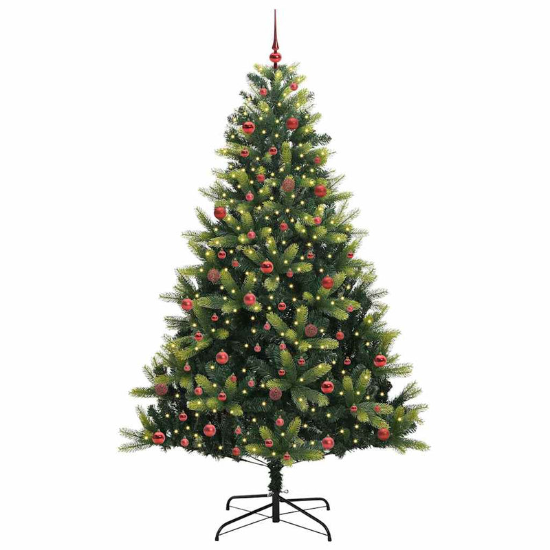 Load image into Gallery viewer, Vidaxl kunstkerstboom met scharnier 300 leds groen 210 cm pvc en pe
