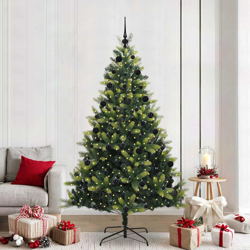 Load image into Gallery viewer, Vidaxl kunstkerstboom met scharnier 300 leds groen 210 cm pvc en pe
